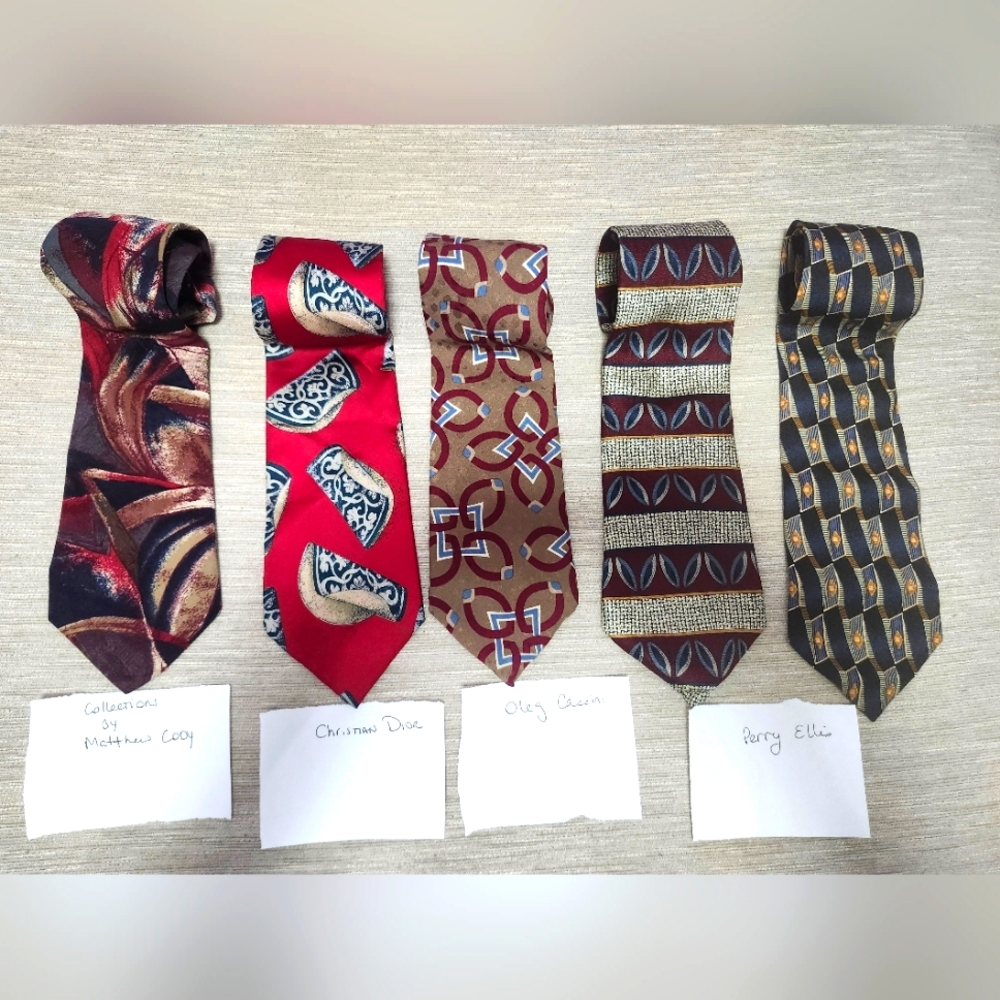 Bundle of 5 Multicolor Multidesign Designer Ties 57-59" Length (Names in Photos)
